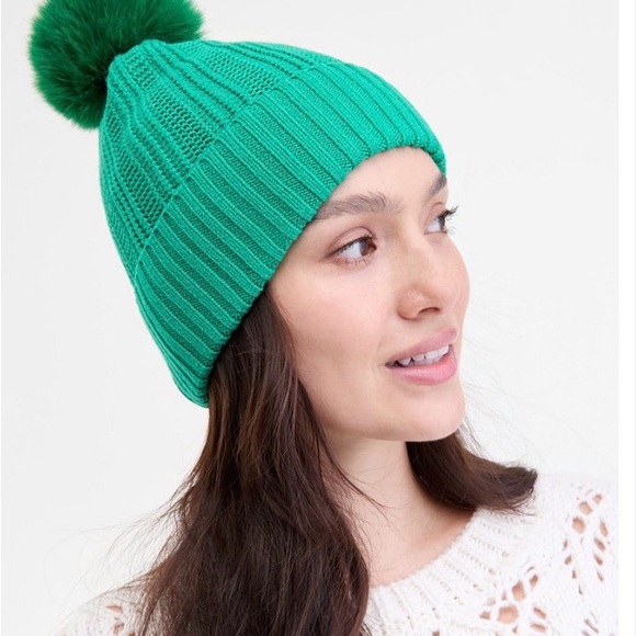 ON 34TH Green Faux Fur Pom Beanie - Picture 2 of 2